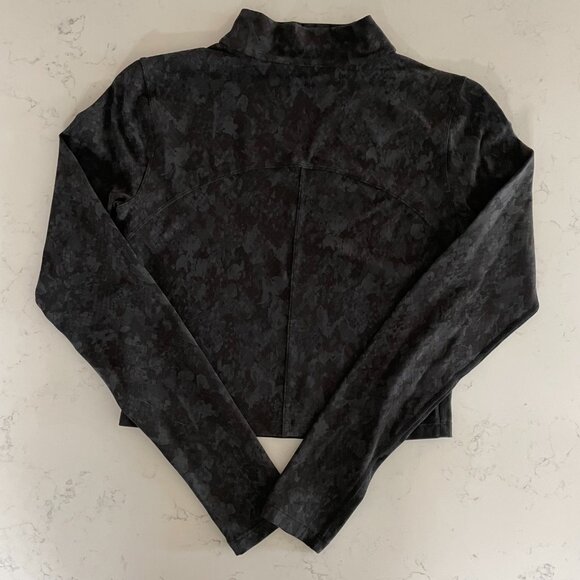 Lululemon All Aligned Mock Nk LS Crop Top Hideaway Camo Deep Coal Multi Grey 8 - Picture 4 of 8